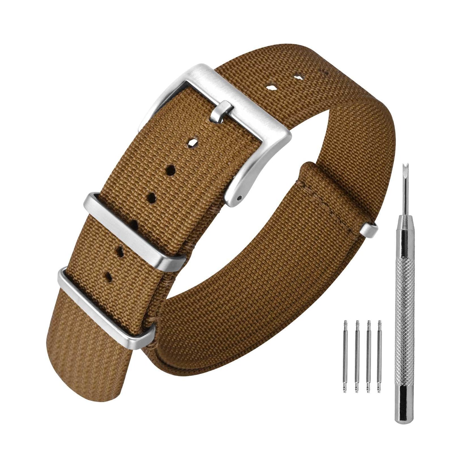 HOTANNEFIT Nylon Watch Band 16mm 18mm 20mm 22mm, One-Piece Waterproof Military Watch Straps with Heavy Buckle