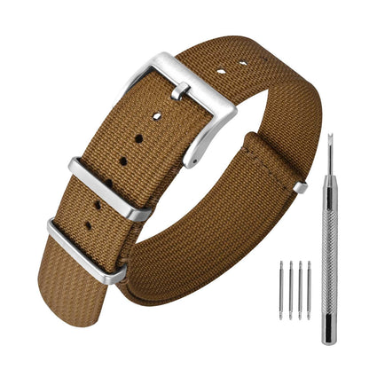 HOTANNEFIT Nylon Watch Band 16mm 18mm 20mm 22mm, One-Piece Waterproof Military Watch Straps with Heavy Buckle