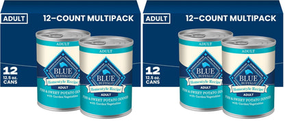 HOTBlue Buffalo Homestyle Recipe Wet Dog Food Paté Variety Pack, Chicken Dinner & Beef Dinner with Garden Vegetables, Made with Natural Ingredients, 12.5-oz. Can (6 Count, 3 of Each)