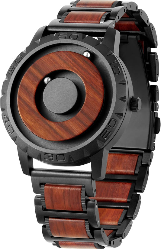 HOTEUTOUR Watches Men's Watch Magnet Watch No Glass Ball Bearing Quartz 40mm Wristwatch for Men with 20mm Bracelet and 3ATM/5ATM Waterproof, Unique Wathes for Men