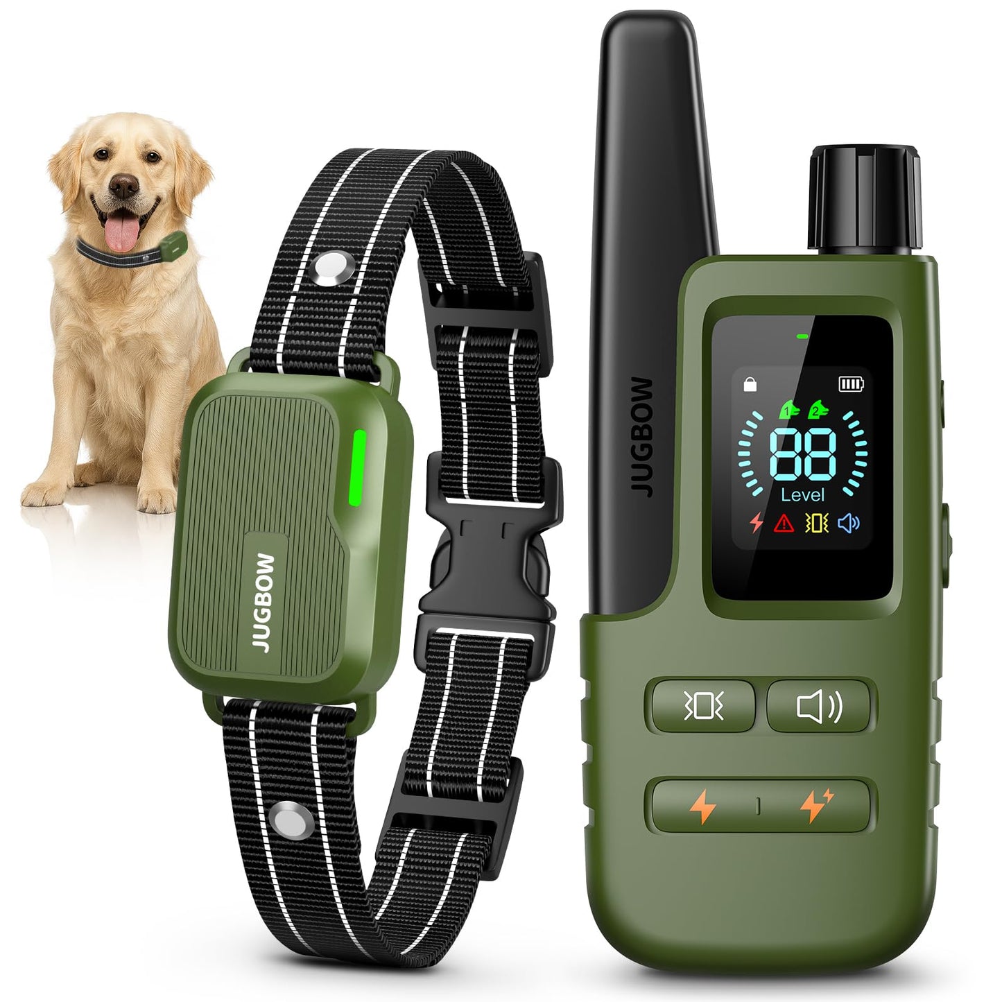 HOTDog Shock Collar - 4500FT Dog Training Collar with Remote, IPX8 Waterproof Electric Dog Collar with 4 Training Modes, Security Lock, Rechargeable eCollar for 10-120lbs Dogs(Green 2 Pack)