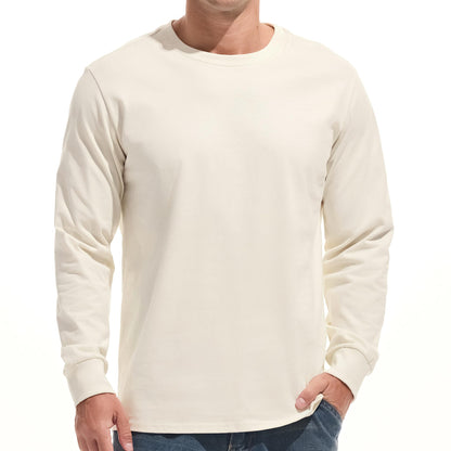 HOTVEIISAR Men's Heavy Weight Crew Neck T-Shirt Mens Premium Cotton Tee - Pre Shrunk S-3XL