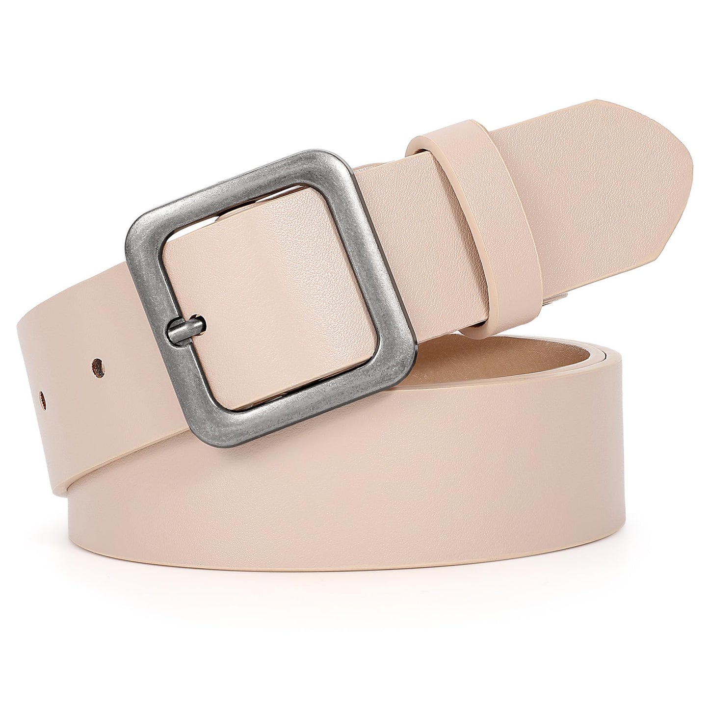 HOTXZQTIVE Women’s Leather Belts for Jeans Pants Dresses Fashion Ladies Black Belt with Square Buckle