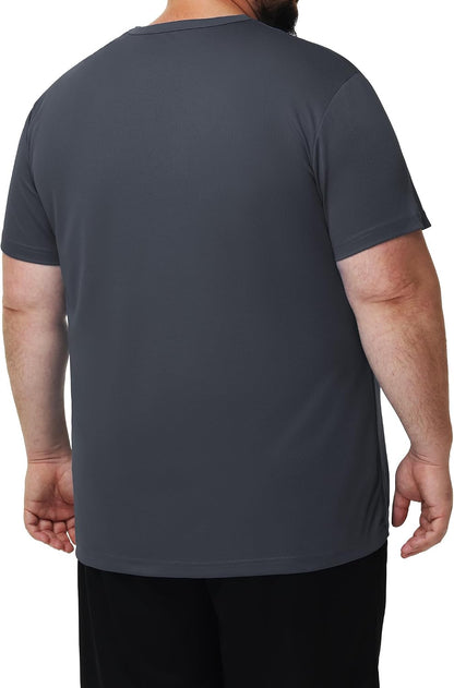 HOTMen's 3 Pack Lightweight Plus Size Short Sleeve T-Shirt Crew Neck Big & Tall Sizes Stretch T-Shirt for Casual Wear