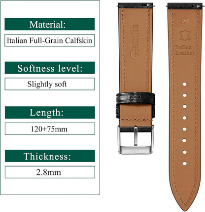 HOTGetalia Italian leather Watch Band Tuscany Natural Vegetable-Tanned Full Grain Genuine Leather,18mm 19mm 20mm 21mm 22mm Quick Release Replacement Watch Straps for Men and Women Thin and Soft