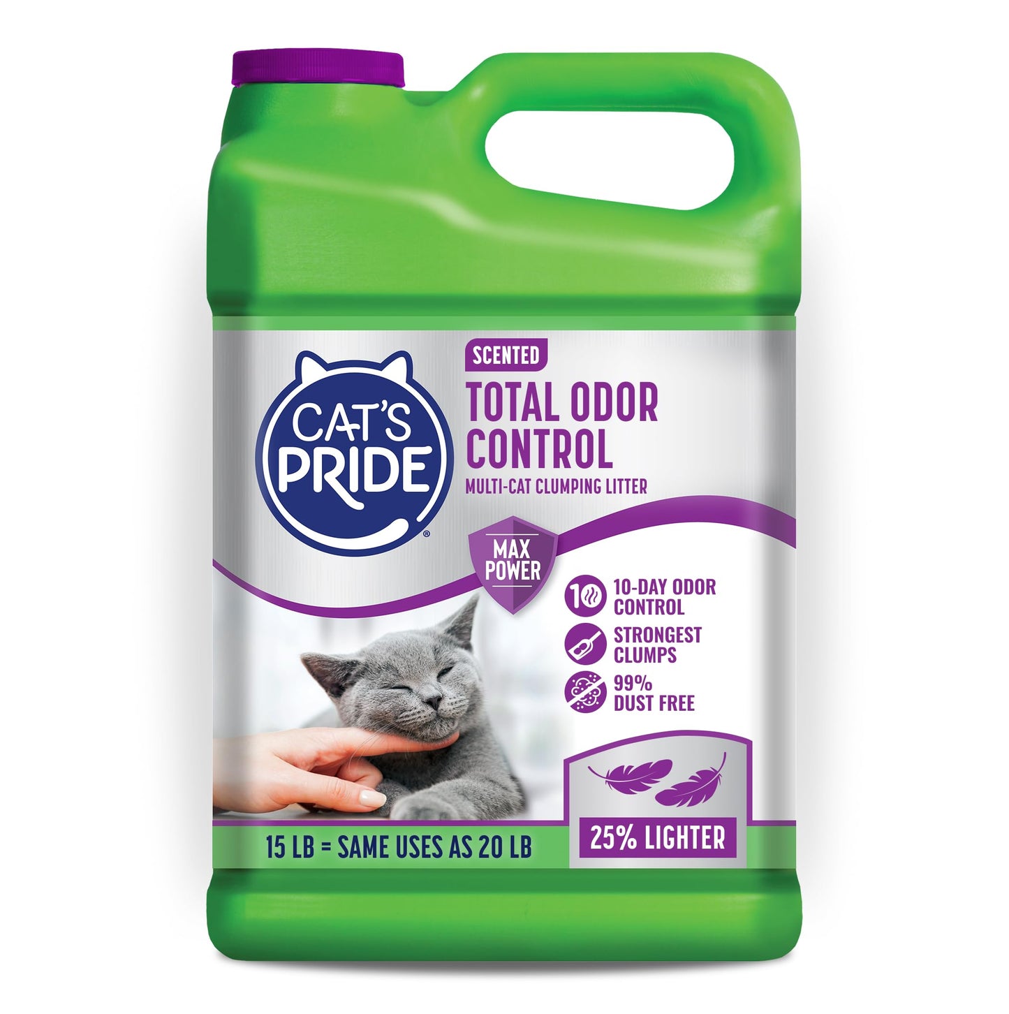 HOTCat's Pride Max Power: Total Odor Control - Up to 10 Days of Powerful Odor Control - Strong Clumping - Hypoallergenic - 99% Dust Free - Multi-Cat Litter, Unscented, 15 Pounds
