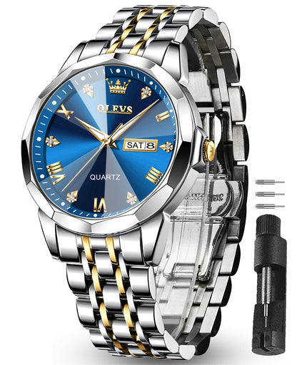 HOTOLEVS Men's Watch,Classic Silver Watches for Men, Waterproof Stainless Steel Roman Numbers Men's Watch Easy to Read