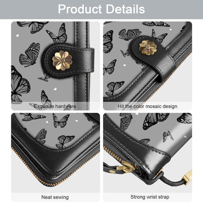HOTCoco Rossi Black Butterfly Wallet for Women Large Capacity Card Holder Wristlet