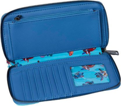 HOTLoungefly Disney Stitch Womens Wallet Multi Color Block Print Zip Around Clutch