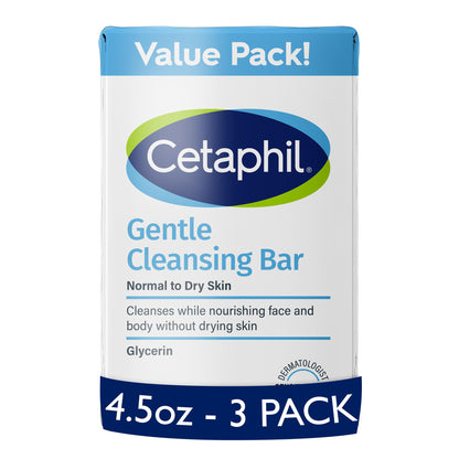 HOTCetaphil Gentle Cleansing Bar Soap, Sensitive & Dry Skin, 4.5oz, 6ct | Fragrance-Free, Dermatologist Recommended, Non-Comedogenic, Nourishes Dry Sensitive Skin, Face And Body, Bulk 6-Pack Value