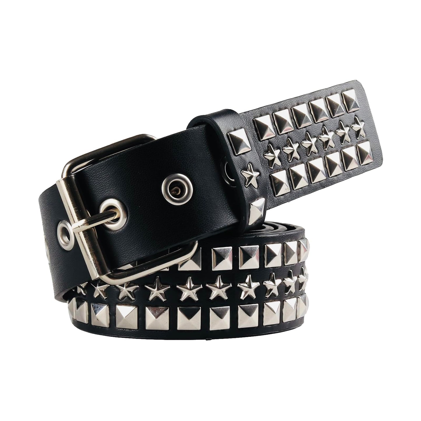 HOTStudded Belt, Metal Punk Rock Rivet Belt with Bright Pyramid Studded for Women Men