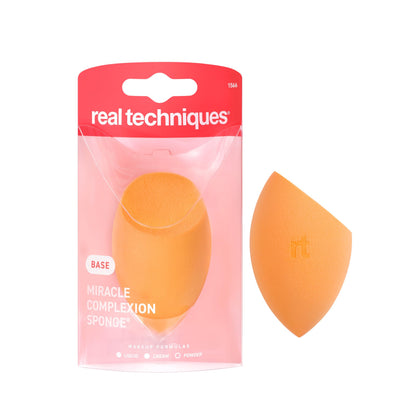 HOTReal Techniques Miracle Complexion Sponge, 4 Pack, For Applying Liquid & Cream Foundation, Skin Tint & Concealer, Makeup Blending Sponge, Natural Finish, Latex-Free & Cruelty-Free