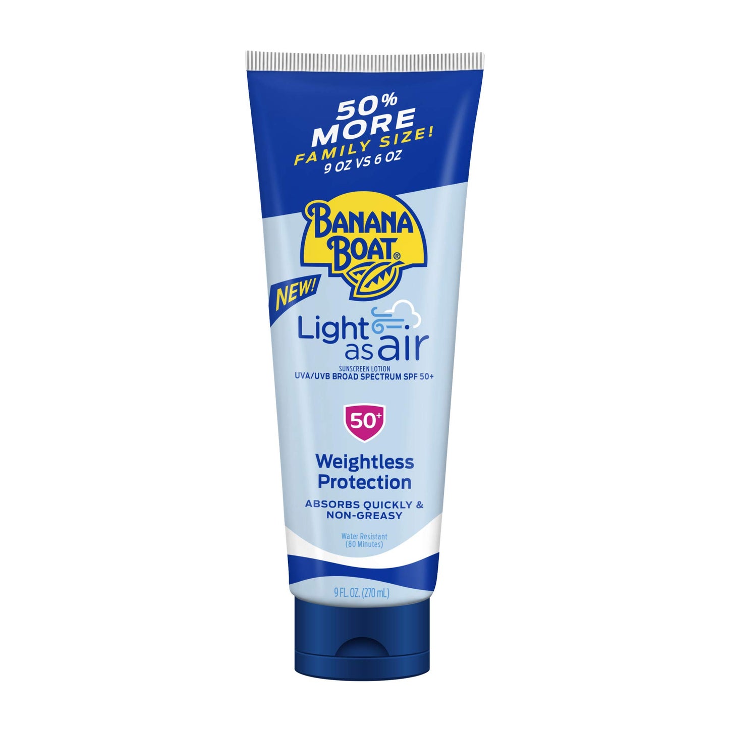 HOTBanana Boat Light As Air Sunscreen Lotion SPF 50 Twin Pack | Lightweight & Non-Greasy Lotion Sunscreen SPF 50, Sunblock, Oxybenzone Free, 6oz each