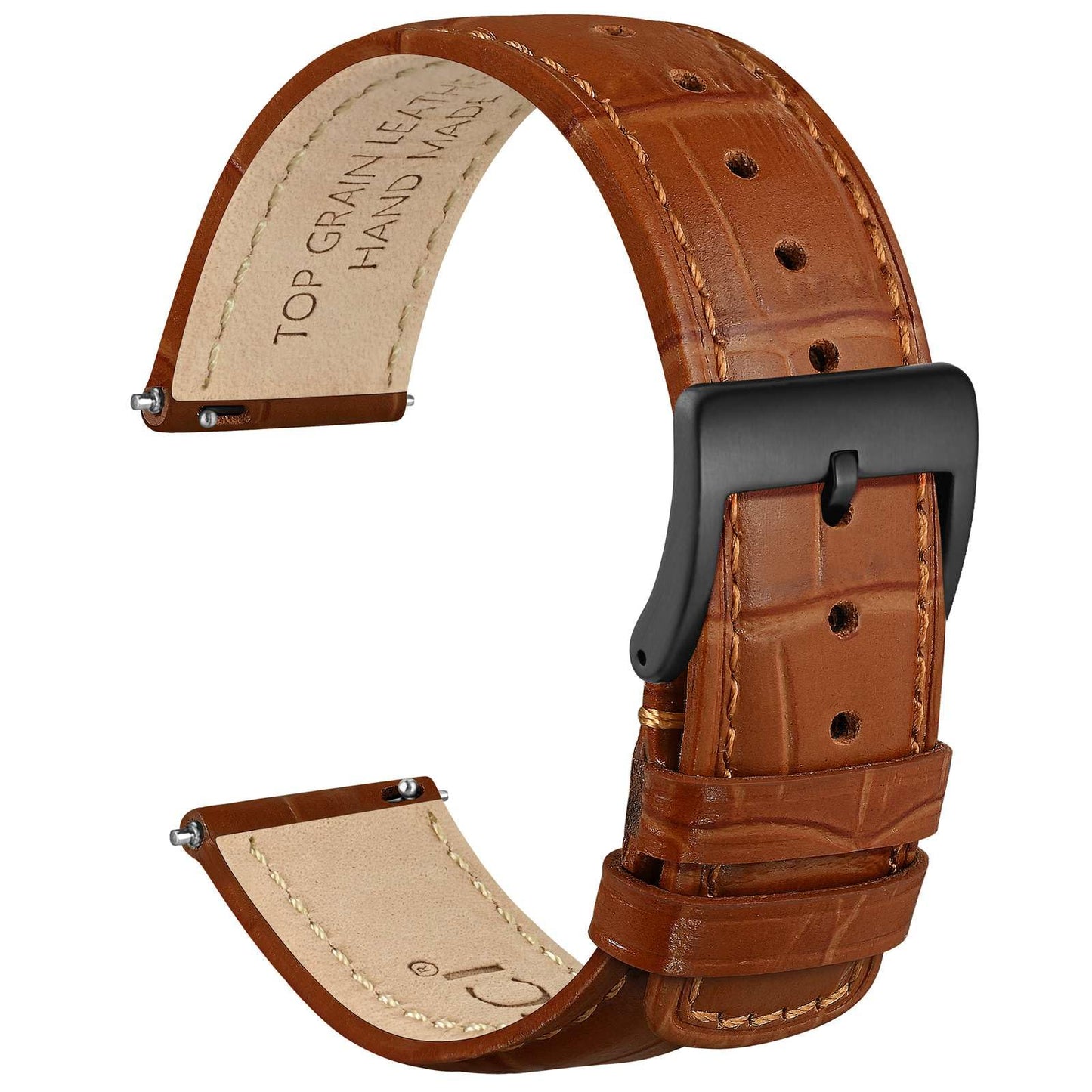HOTWOCCI Watch Bands, Top Grain Leather, Embossed Alligator Grain, Quick Release, Band Width 18mm 20mm 22mm