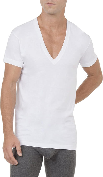 HOT2(X) IST Men's Essential Cotton Slim Fit Deep V-Neck T-Shirt 3-Pack