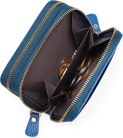 HOTGOIACII Small Genuine Leather Wallet for Women, RFID Blocking Credit Card Holder Wallet