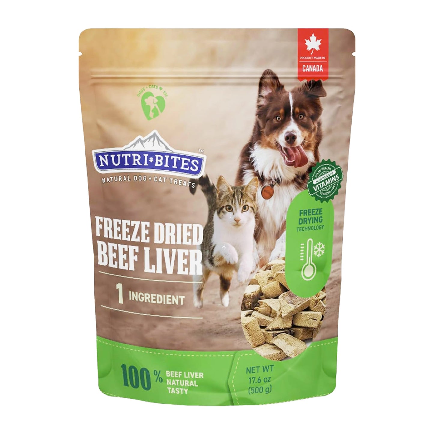 HOTNutri Bites Freeze Dried Beef Liver Dog & Cat Treats, Single Ingredient High Protein Pet Treats, 17.6 oz