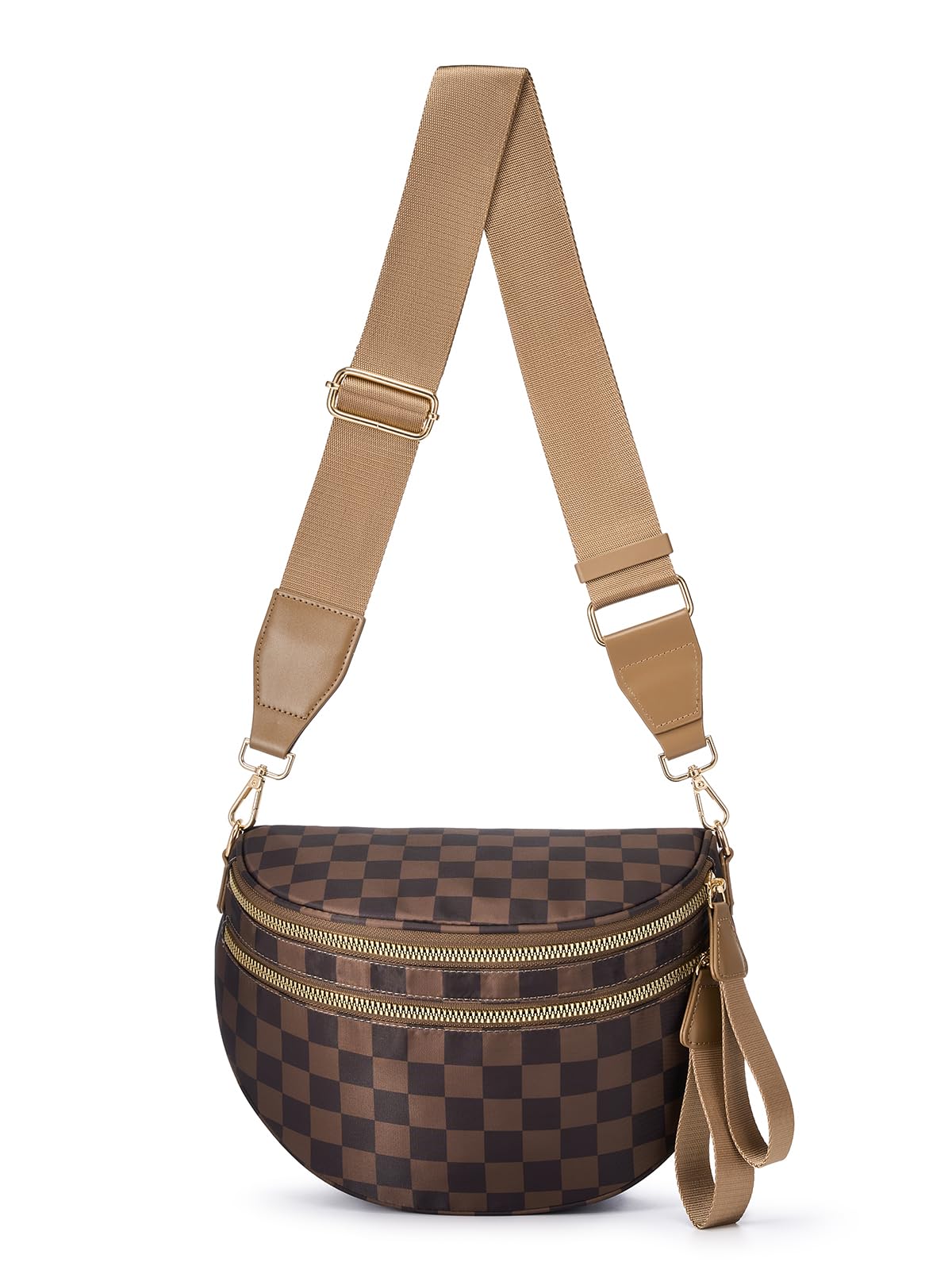 HOTBlack and White Checkered Crossbody Bag Bum Bag for Women,Spacious Checkered Purse Fanny Packs Belt Bag