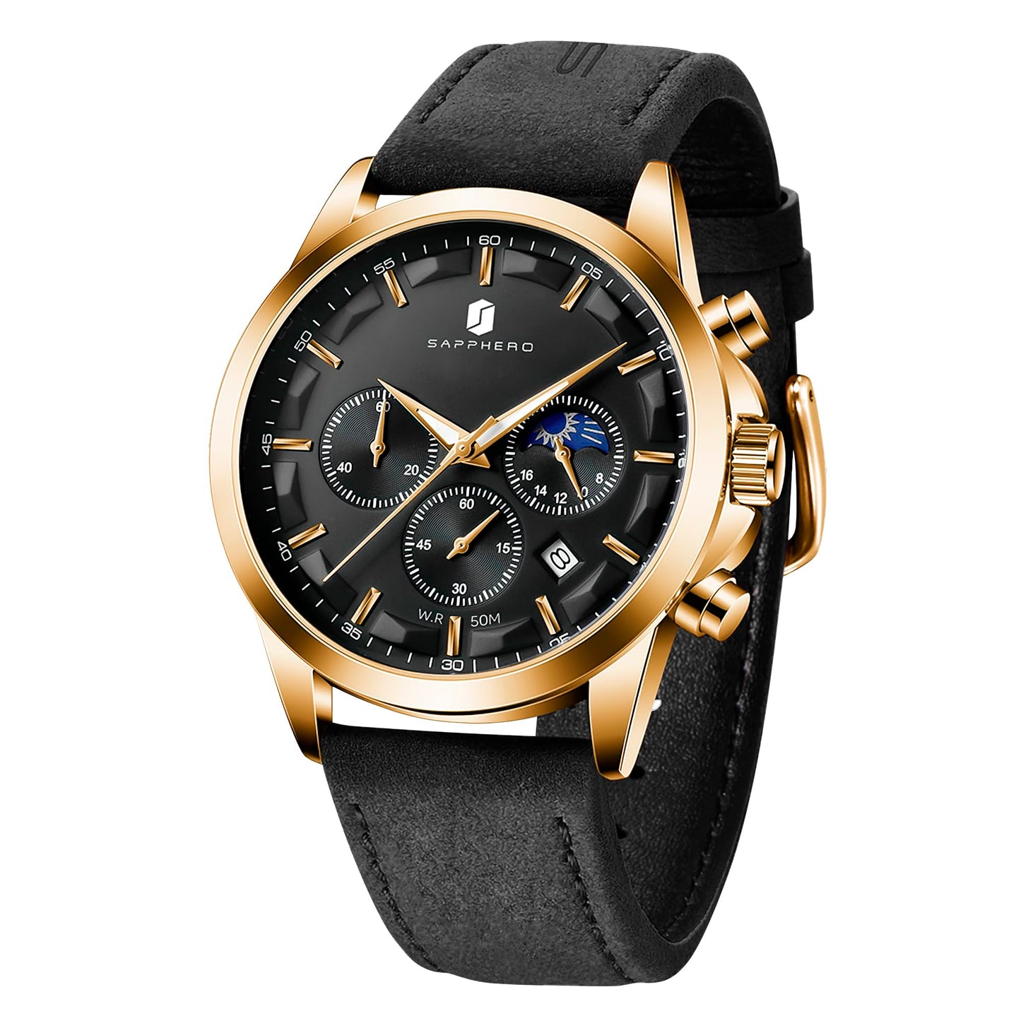 HOTBENYAR Mens Watches Analog Quartz Chronograph Waterproof Wrist Watches for Men Fashion Business Work Casual Sport Designer Dress Watch with Calendar Elegant Gifts for Men