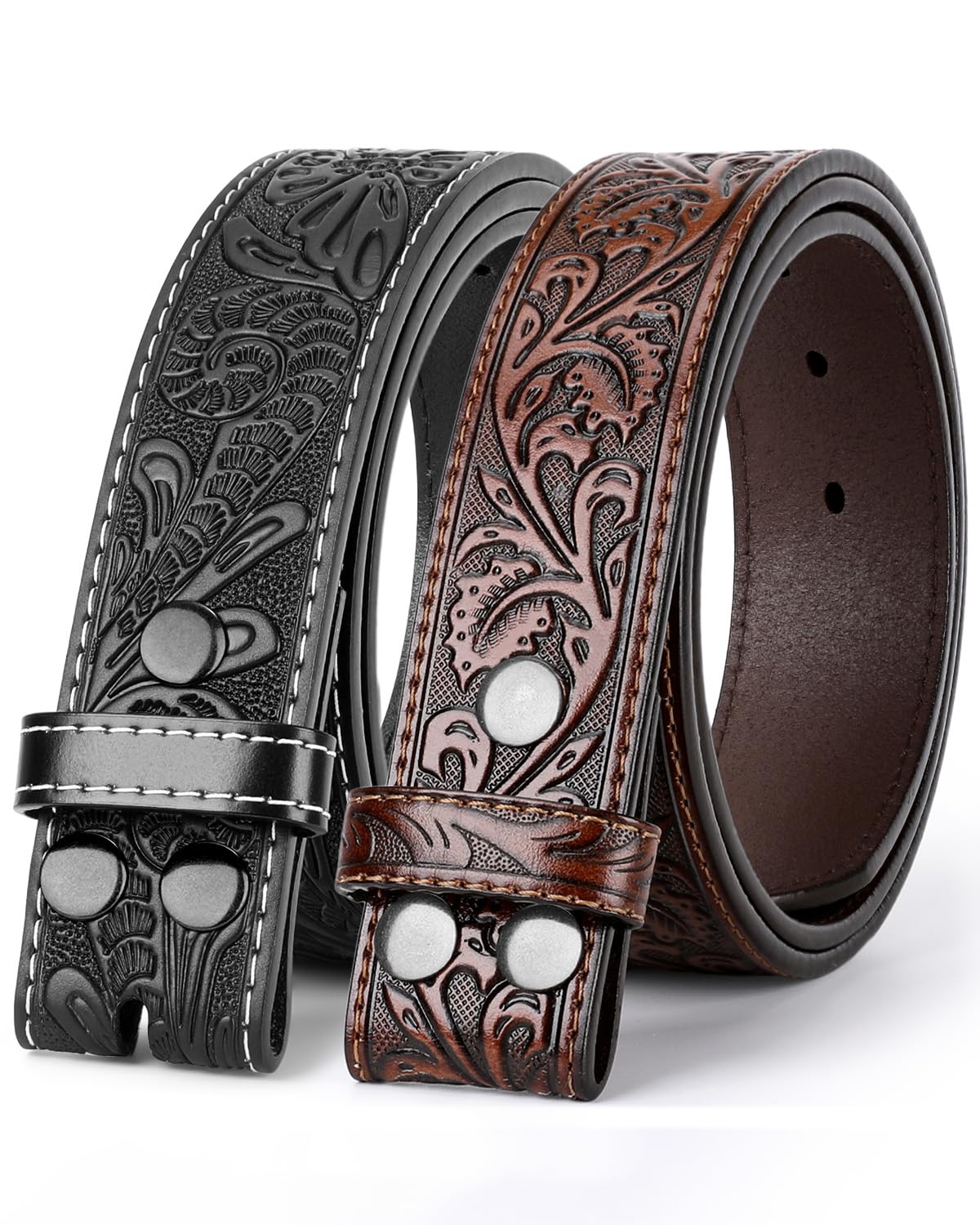 HOTBELTROAD Western Leather Belt Strap for Men Women Cowboy Cowgirl Leather Mens Belts for Jeans Birthday Christmas Belt Gifts