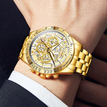 HOTOLEVS Watch for Men Skeleton Business Dress Stainless Steel Waterproof Luminous Mens Wrist Watch