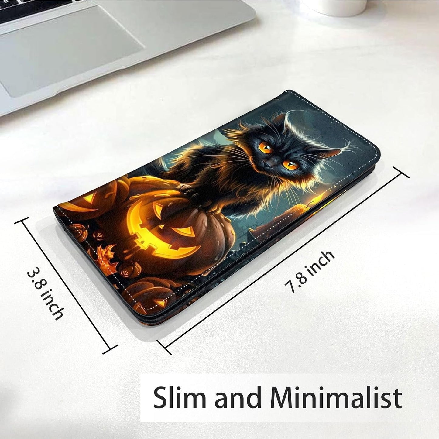 HOTSlim PU Leather Wallet for Women - RFID Blocking Thin Bifold Wallet, Compact Travel Wallet with Card Slots & ID Window, Stylish and Practical Womens Wallet for Everyday Use, Black Cat