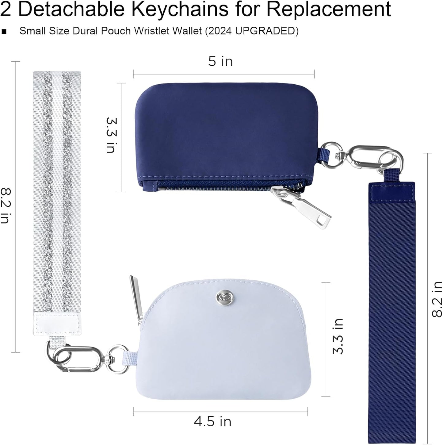 HOTMini Backpack Keychain Wristlet Pouch Small Change Coin Purse Cute Zipper Wallet With 3 RFID Card Slots+Zip Around Dual Pouch Wristlet