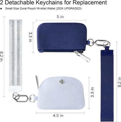 HOTMini Backpack Keychain Wristlet Pouch Small Change Coin Purse Cute Zipper Wallet With 3 RFID Card Slots+Zip Around Dual Pouch Wristlet