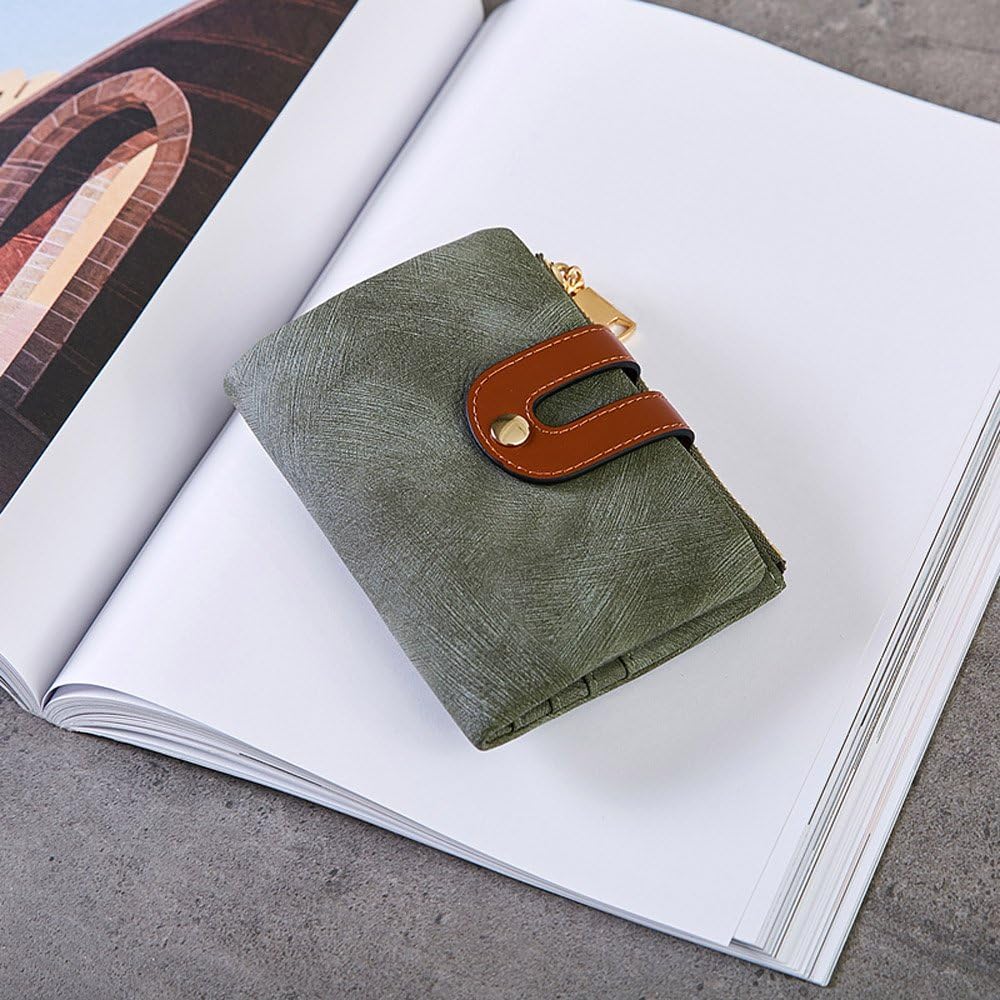 HOTAOXONEL Women's Rfid Small Bifold Leather Wallet Ladies Mini Zipper Coin Purse id card Pocket,Slim Compact Thin