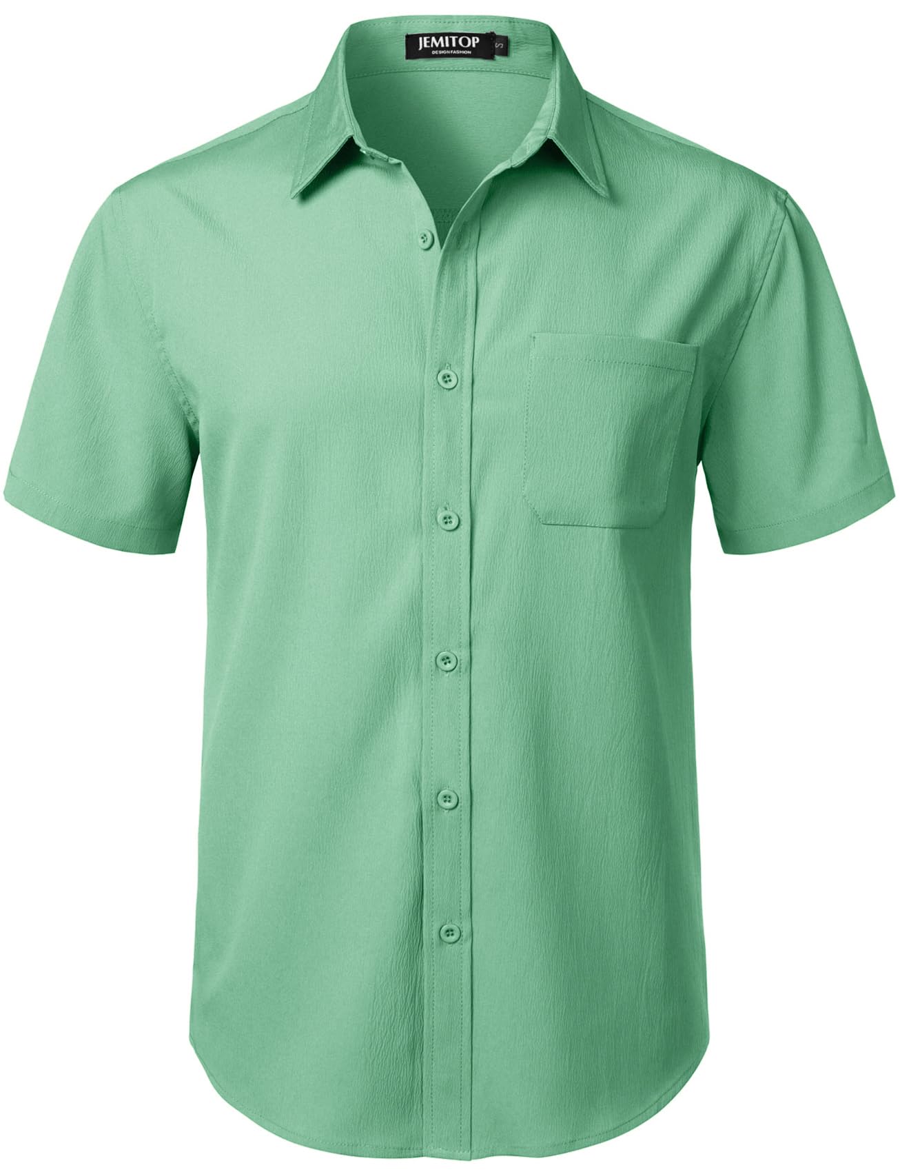 HOTJEMITOP Mens Stretch Wrinkle Free Texture Shirts | Lightweight, Summer, Beach, Stylish, Button Down, Short Sleeve, Casual, Vacation