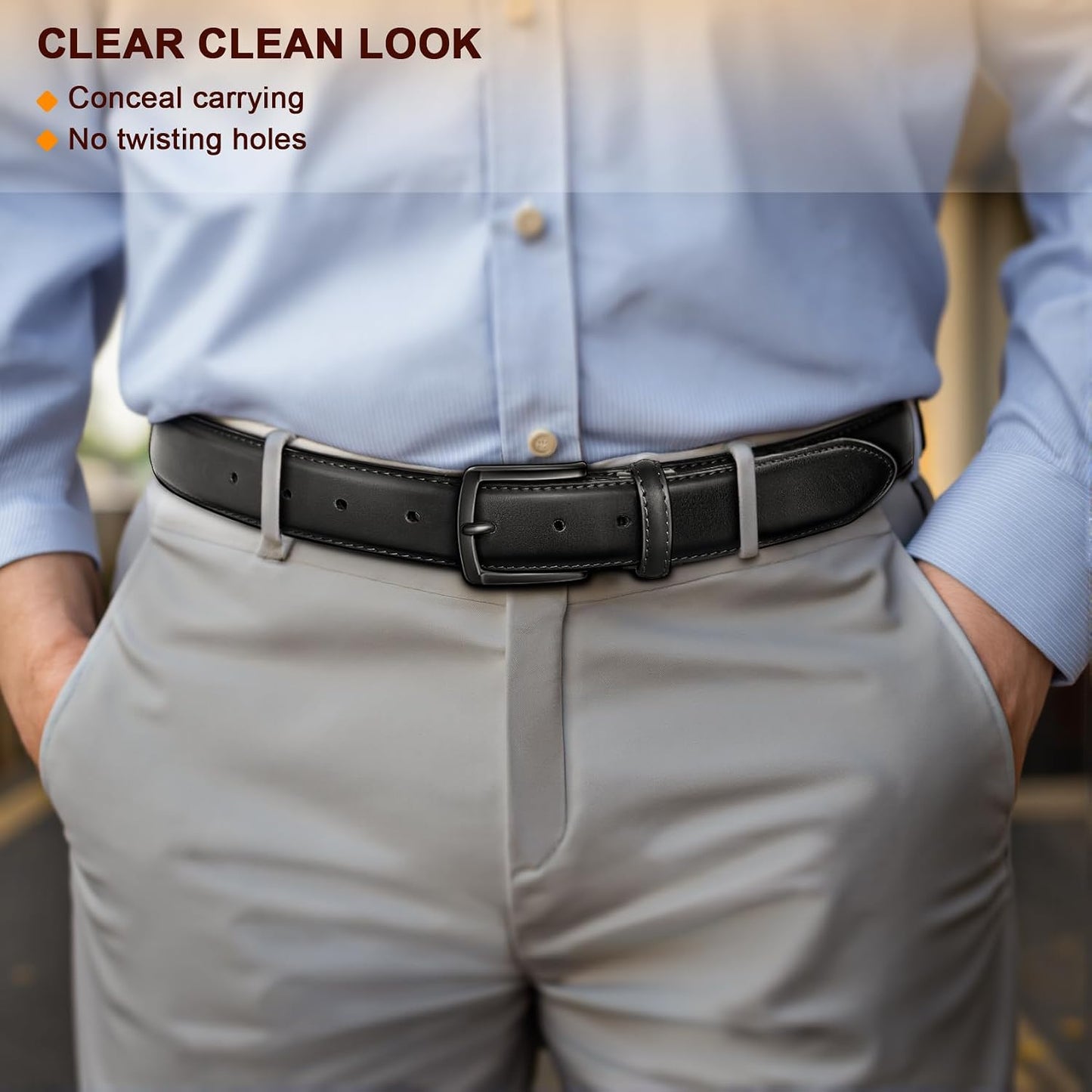 HOTBULLIANT 2-Pack Leather Belt for Men 1 3/8"-7 Eyelets-Gift Boxed | 7 Grommets Adjustable Range | Versatile for Golf Dress Casual Jeans