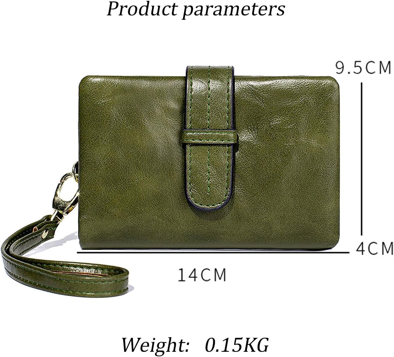 HOTWallets for Women Small Leather Rfid Ladies Wallets Bifold Medium Billfolds for Women Compact Trifold Wristlet with Wrist Strap Coin purse Card holder (Green)