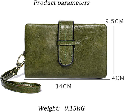 HOTWallets for Women Small Leather Rfid Ladies Wallets Bifold Medium Billfolds for Women Compact Trifold Wristlet with Wrist Strap Coin purse Card holder (Green)