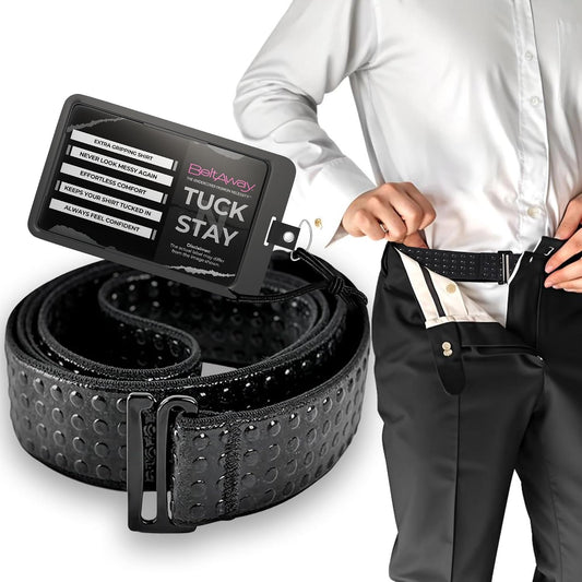 HOTBELTAWAY Tuck N Stay Shirt Stays for Men, Designed to Keep Shirt Tucked All Day, Extra Gripping Elastic Belt, Durable & Discreet, Perfect for Work & Casual Wear, One Size, Designed in USA