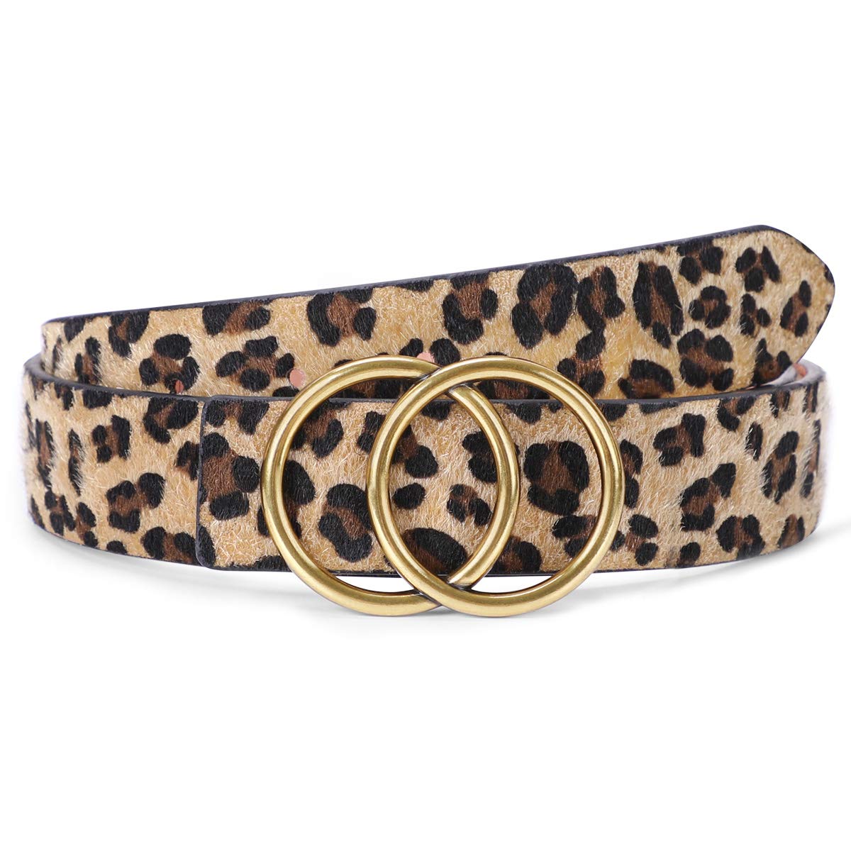 HOTSUOSDEY Women Leather Belt Fashion Double O-Ring Soft Faux Leather Waist Belts For Jeans Dress