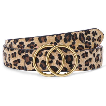 HOTSUOSDEY Women Leather Belt Fashion Double O-Ring Soft Faux Leather Waist Belts For Jeans Dress