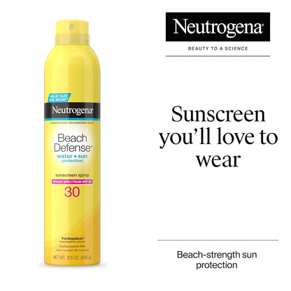 HOTNeutrogena Beach Defense SPF 30 Sunscreen Spray, Broad Spectrum, Lightweight & Fast Absorbing, Oxybenzone & Octinoxate Free, Hawaii Act 104 Compliant Face & Body Sunscreen, 8.5 oz