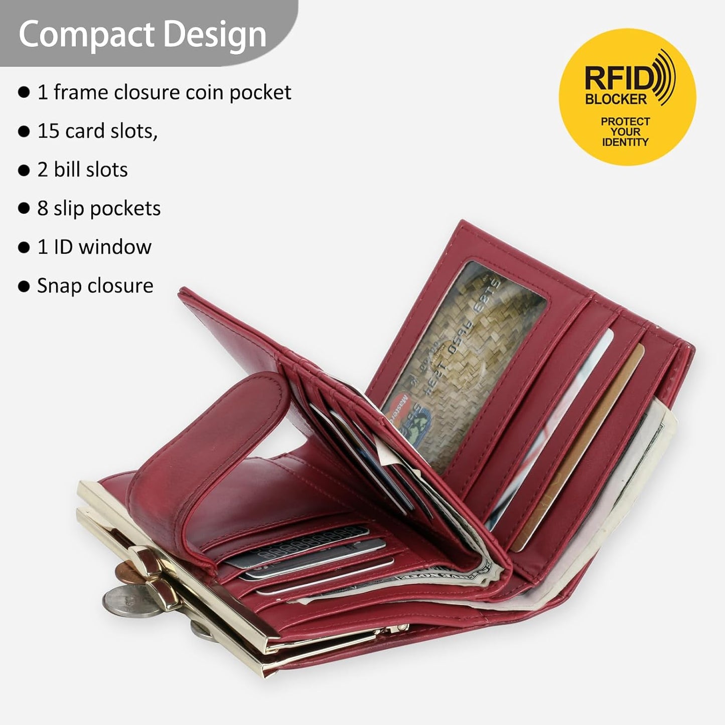 HOTJulia Buxton Heiress Women Genuine Leather RFID Wallet Red
