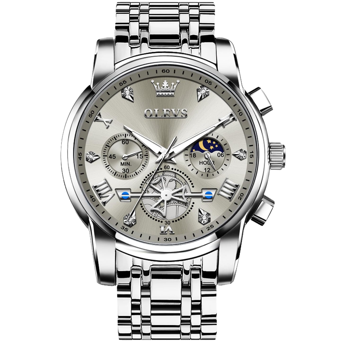 HOTOLEVS Watches Men Waterproof Luxury Big Face Mens Watch Stainless Steel Quartz Analog Dress Watches for Men Luminous Multifunction Man Watch Relojes De Hombre