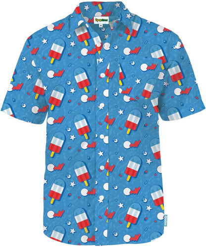HOTTipsy Elves Patriotic Shirts for Men - USA Short Sleeve Button Up American Flag Shirts for Men for 4th of July