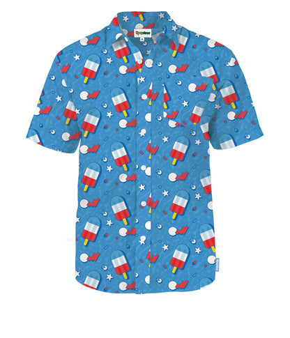 HOTTipsy Elves Patriotic Shirts for Men - USA Short Sleeve Button Up American Flag Shirts for Men for 4th of July