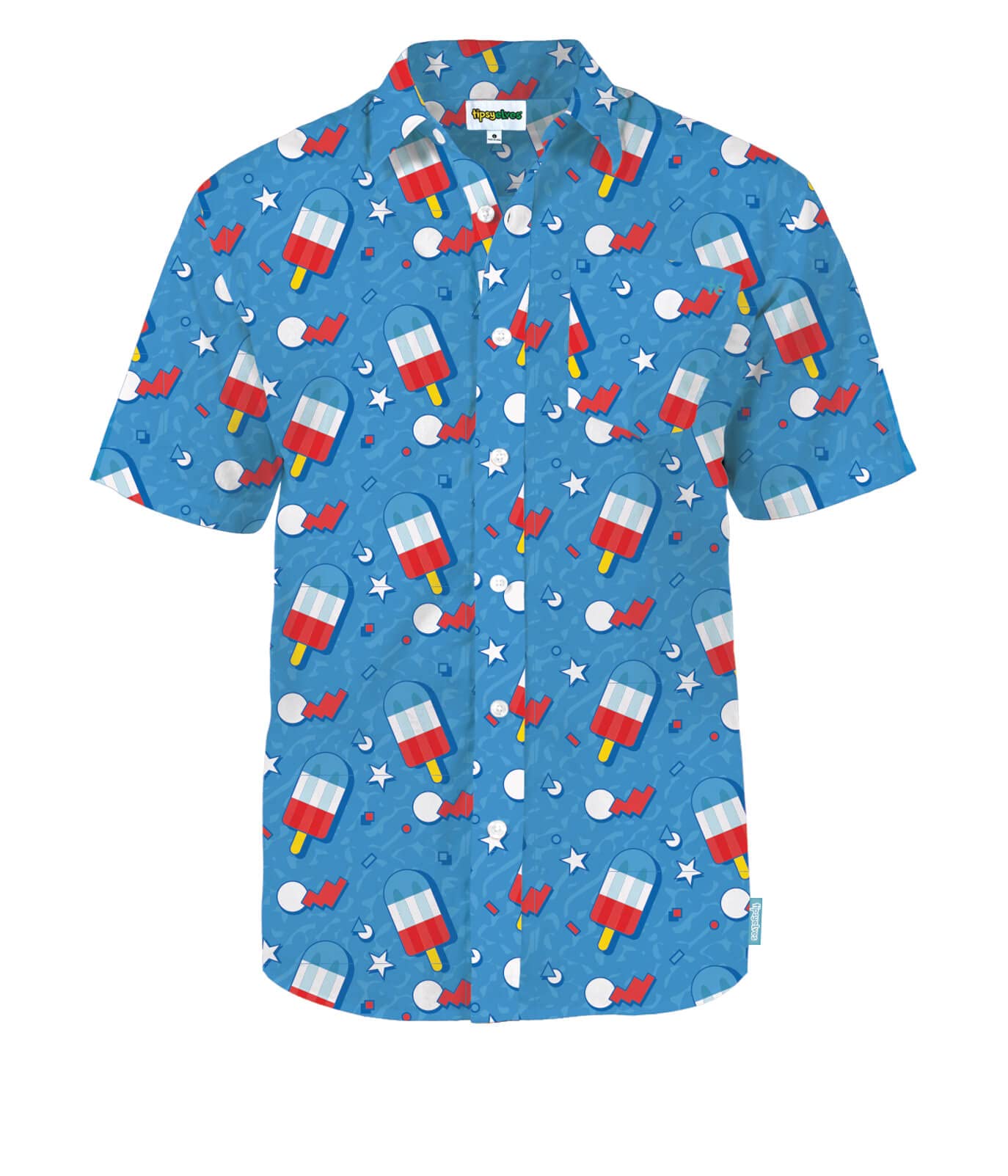 HOTTipsy Elves Patriotic Shirts for Men - USA Short Sleeve Button Up American Flag Shirts for Men for 4th of July