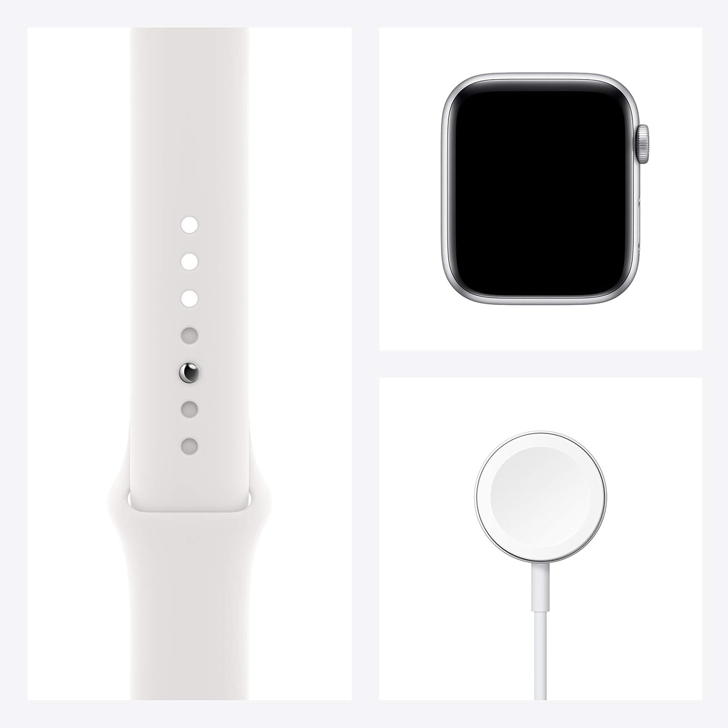 HOTApple Watch SE (GPS, 44mm) - Silver Aluminum Case with White Sport Band (Renewed)