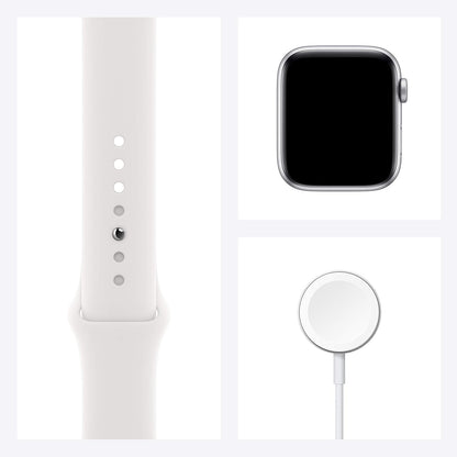 HOTApple Watch SE (GPS, 44mm) - Silver Aluminum Case with White Sport Band (Renewed)