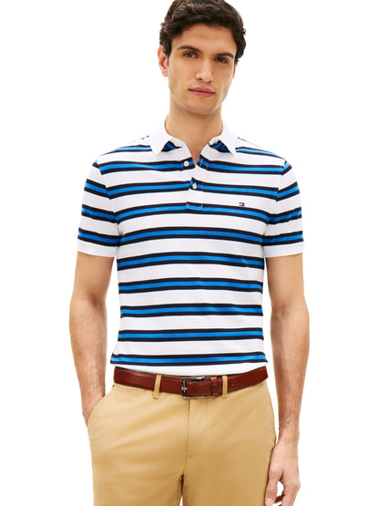 HOTTommy Hilfiger Men's Short Sleeve Polo Shirts in Slim Fit with Stretch and Organic Pique Cotton