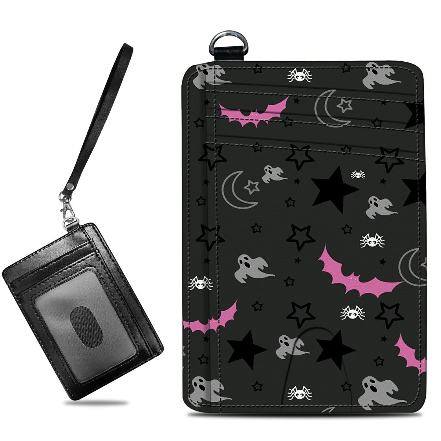 HOTCute Credit Card Holder with Zipper, Crow Skull RFID-Blocking Card Case Small Wallet for Women Men, Multi-slot Card Organizer Case Travel Accordion Wallet