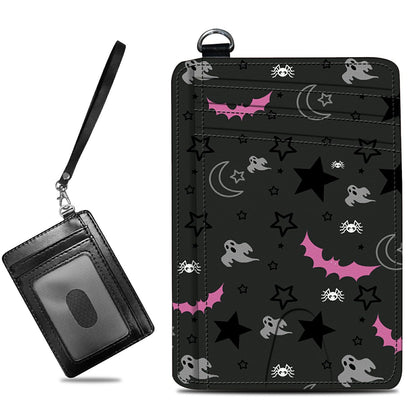 HOTCute Credit Card Holder with Zipper, Crow Skull RFID-Blocking Card Case Small Wallet for Women Men, Multi-slot Card Organizer Case Travel Accordion Wallet