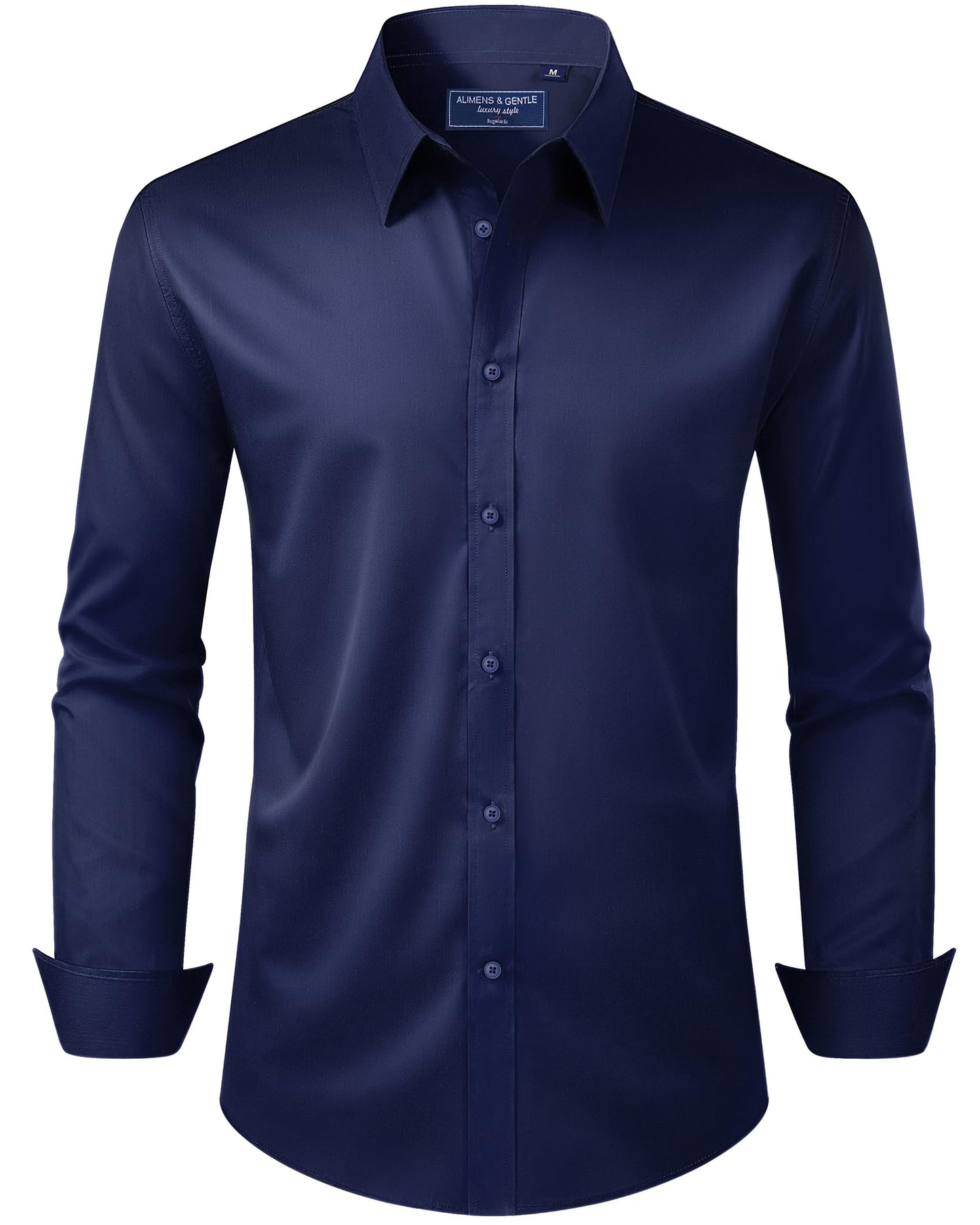 HOTAlimens & Gentle Men's Dress Shirt Regular Fit Stretch Stain Shield Long Sleeve Solid Business Wedding Button Down Shirts