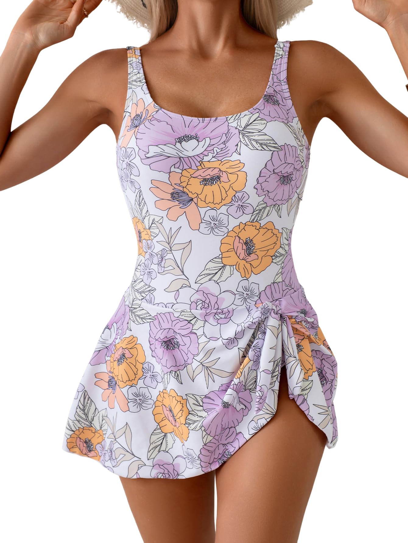 HOTEomenie One Piece Swimdress Swimsuits for Women Tummy Control Swim Dresses Skirt Bathing Suit