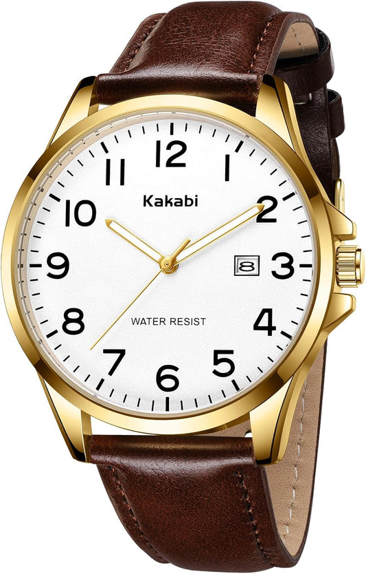 HOTWatch for Men, Fashion Minimalist Wrist Watch Waterproof Quartz Analog Date with Leather Strap